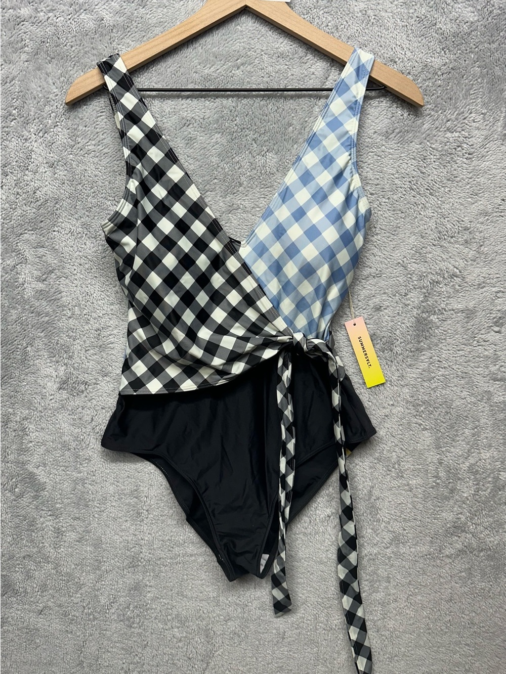 Summersalt Gingham Wrap Tie Swimsuit - Picture 2 of 11